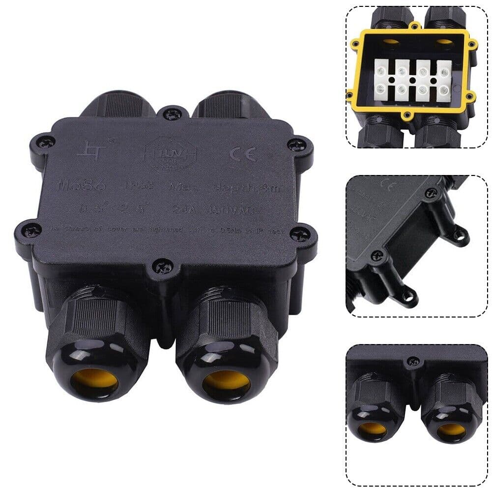 Cable Wire Junction box connector - 4 way H shape -Rubber &amp; connectors included