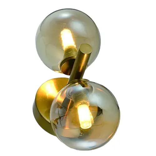 Modern Brass Wall Light With Amber Glass - CP24