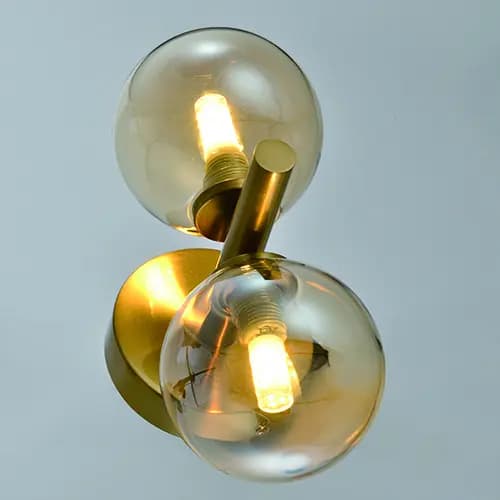 Modern Brass Wall Light With Amber Glass - CP24
