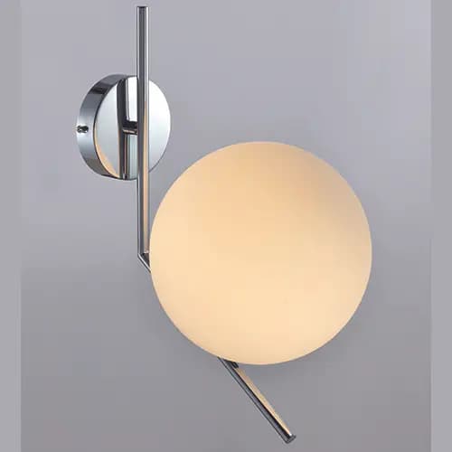 Luxury Chrome Wall Light In White Glass - CP23