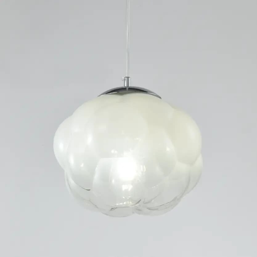 Opal White &amp; Clear Glass Pendant Light - CP14