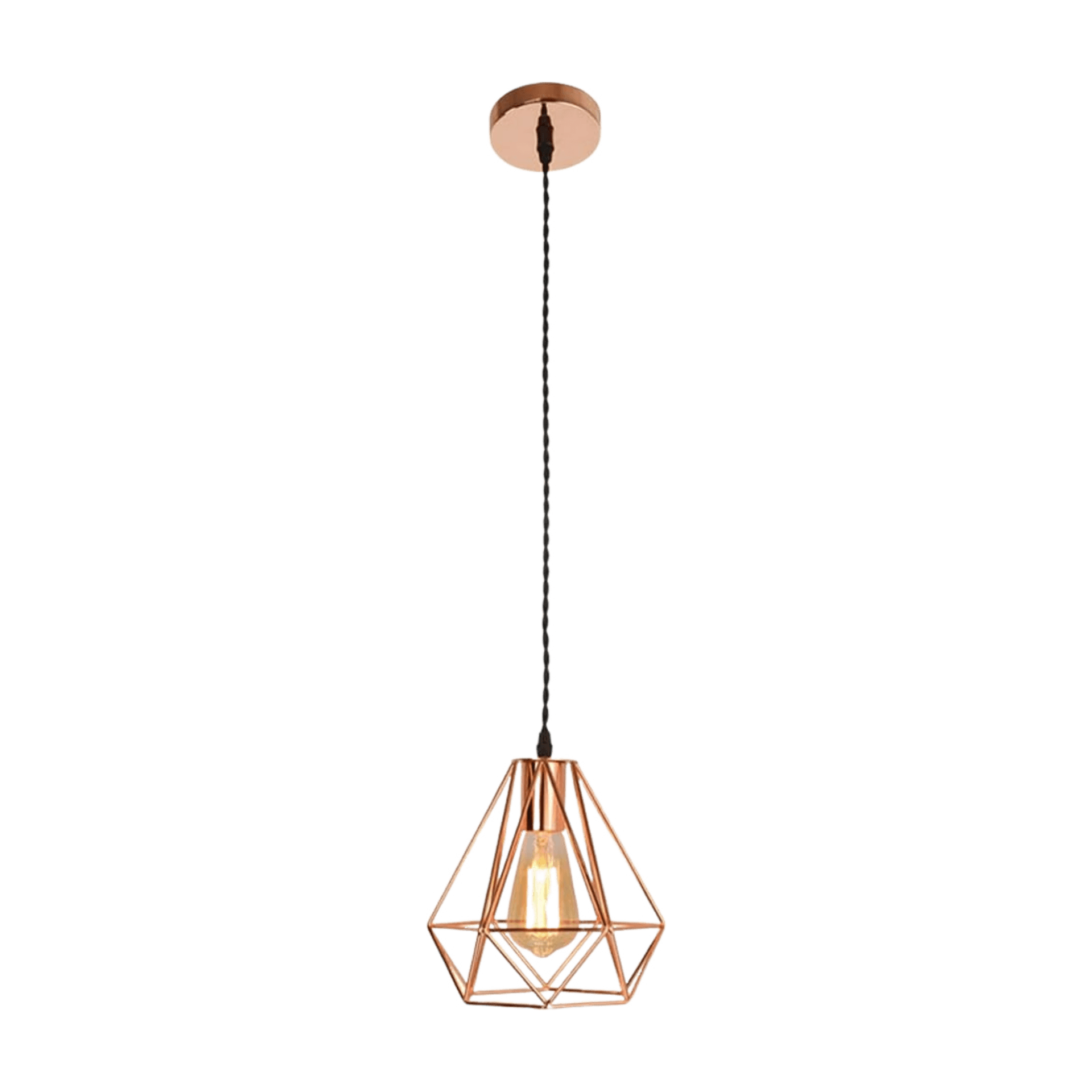Rose Gold Mesh Frame Pendant Light