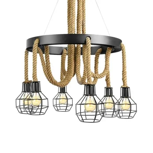 Rope Pendant LED Light - 8 HOLDERS |  CODE: DLR-028H