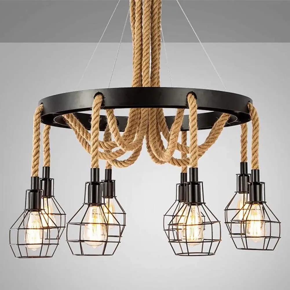 Rope Pendant LED Light - 8 HOLDERS |  CODE: DLR-028H
