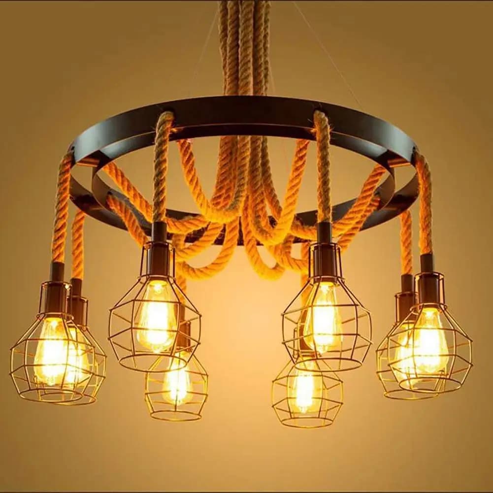Rope Pendant LED Light - 8 HOLDERS |  CODE: DLR-028H