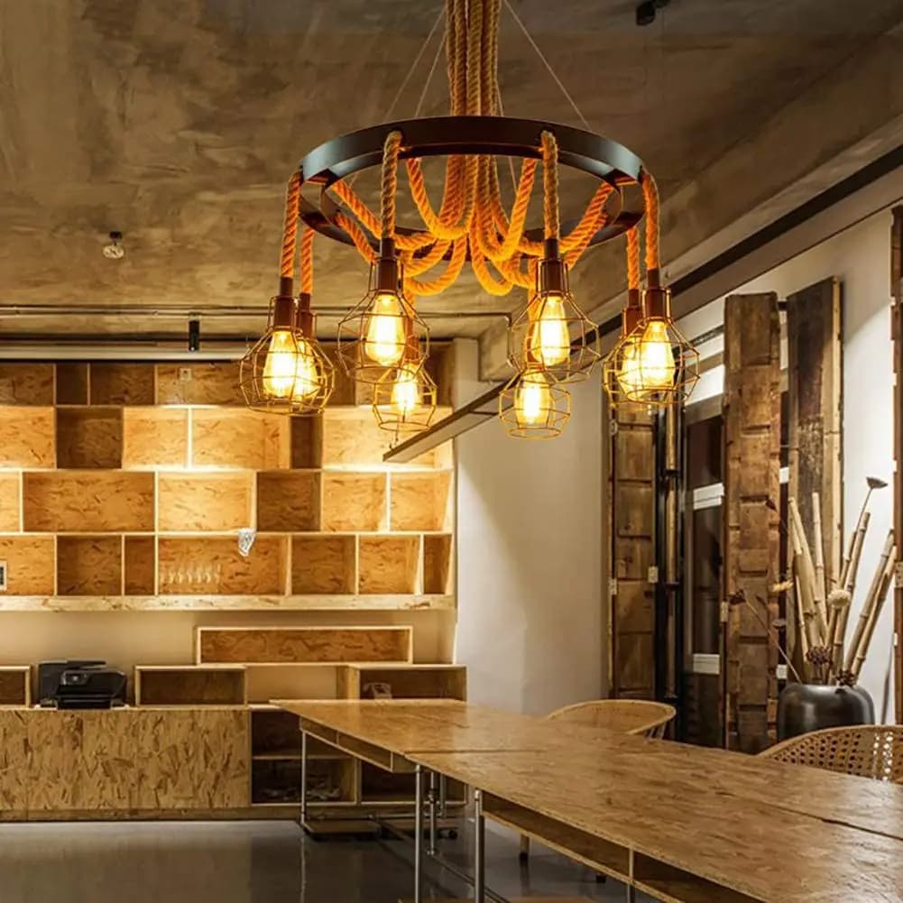 Rope Pendant LED Light - 8 HOLDERS |  CODE: DLR-028H