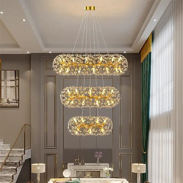 Crystal Ring Chandelier - CH242/60 Gold or Black