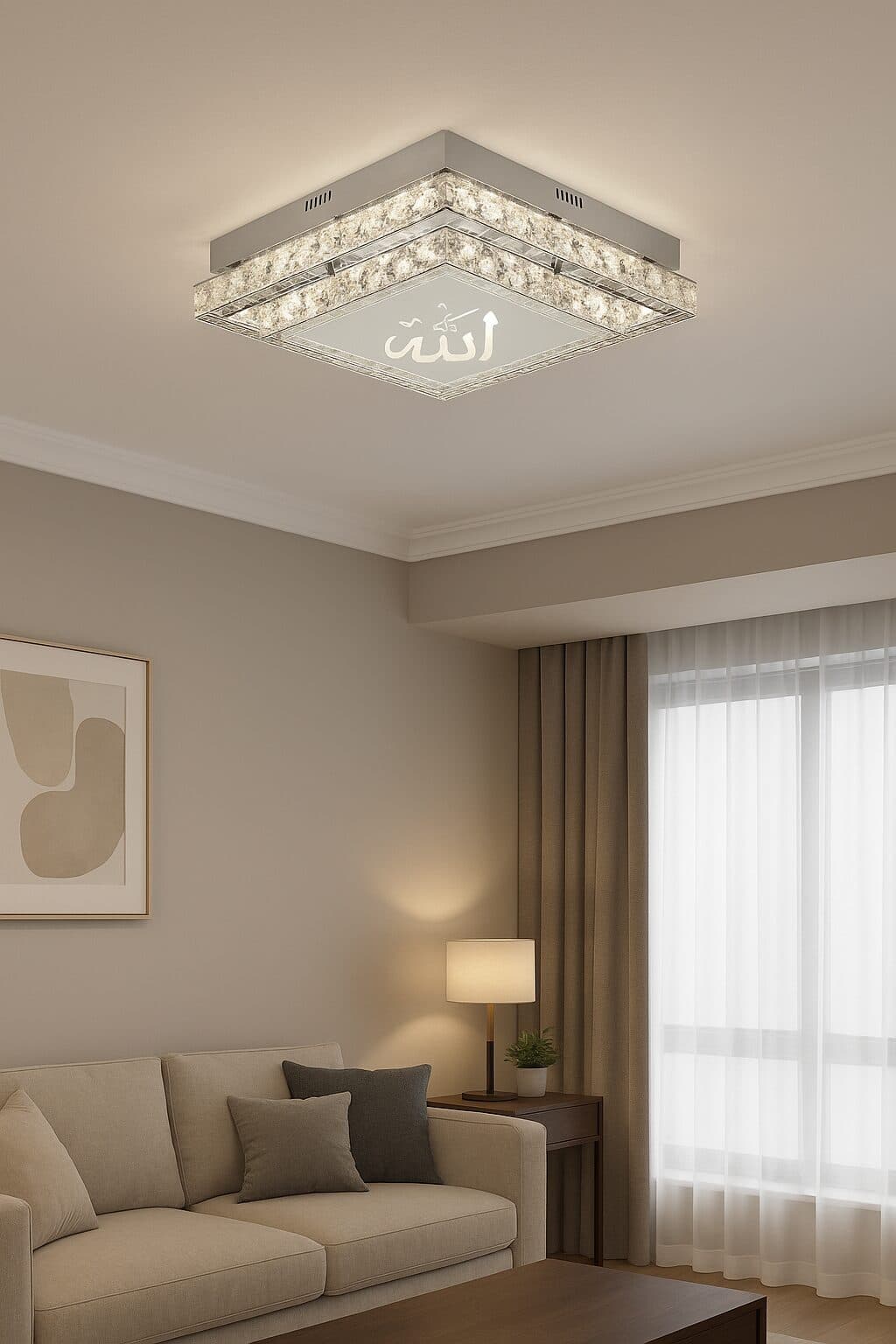 Square Islamic Allah Crystal Chandelier Ceiling Light - CH218