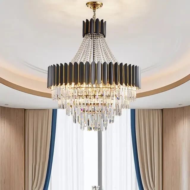 Decorative Crystal Black And Gold Chandelier - CH249/12G