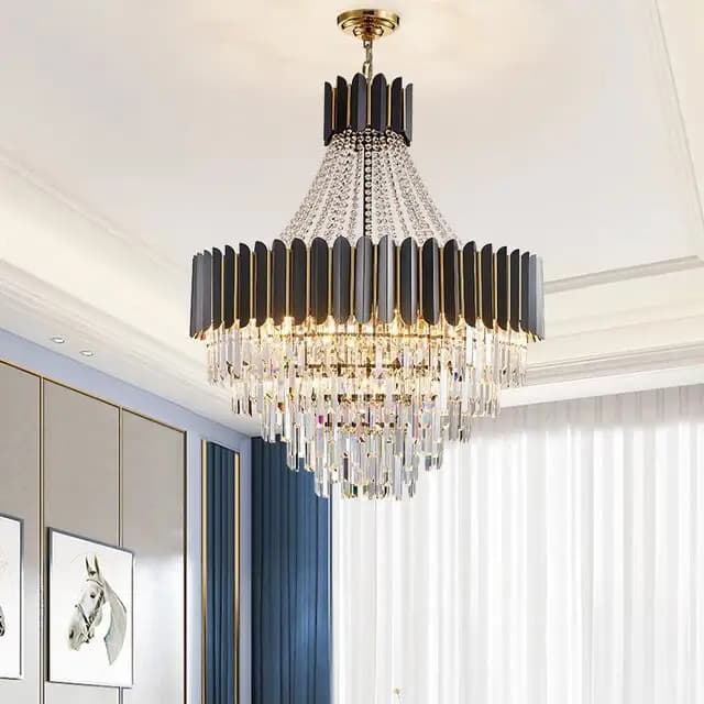 Decorative Crystal Black And Gold Chandelier - CH249/12G