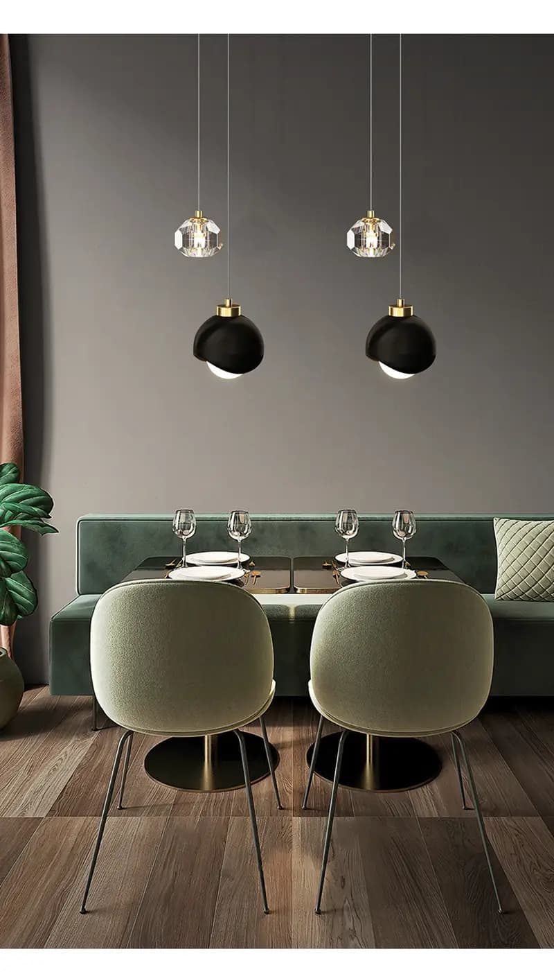 Crystal Ceiling Black Pendant Light - CP87