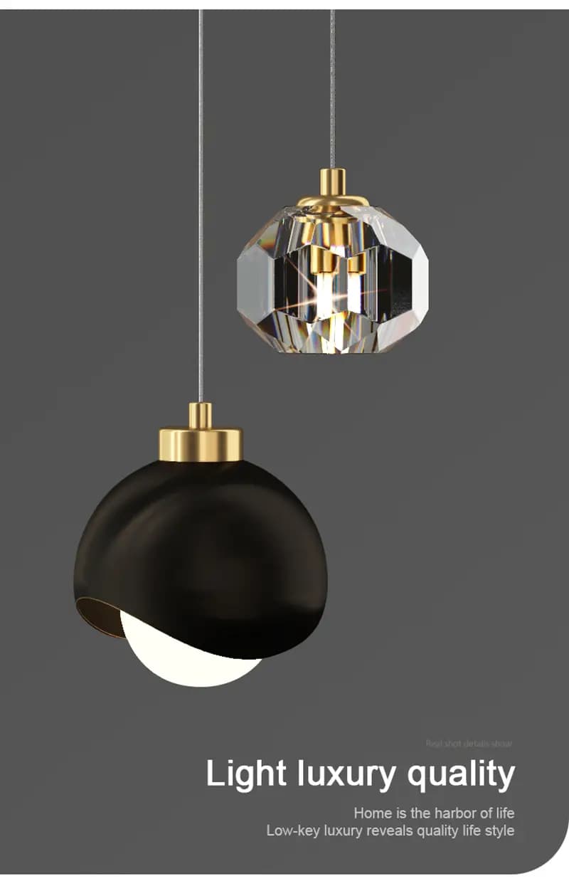 Crystal Ceiling Black Pendant Light - CP87