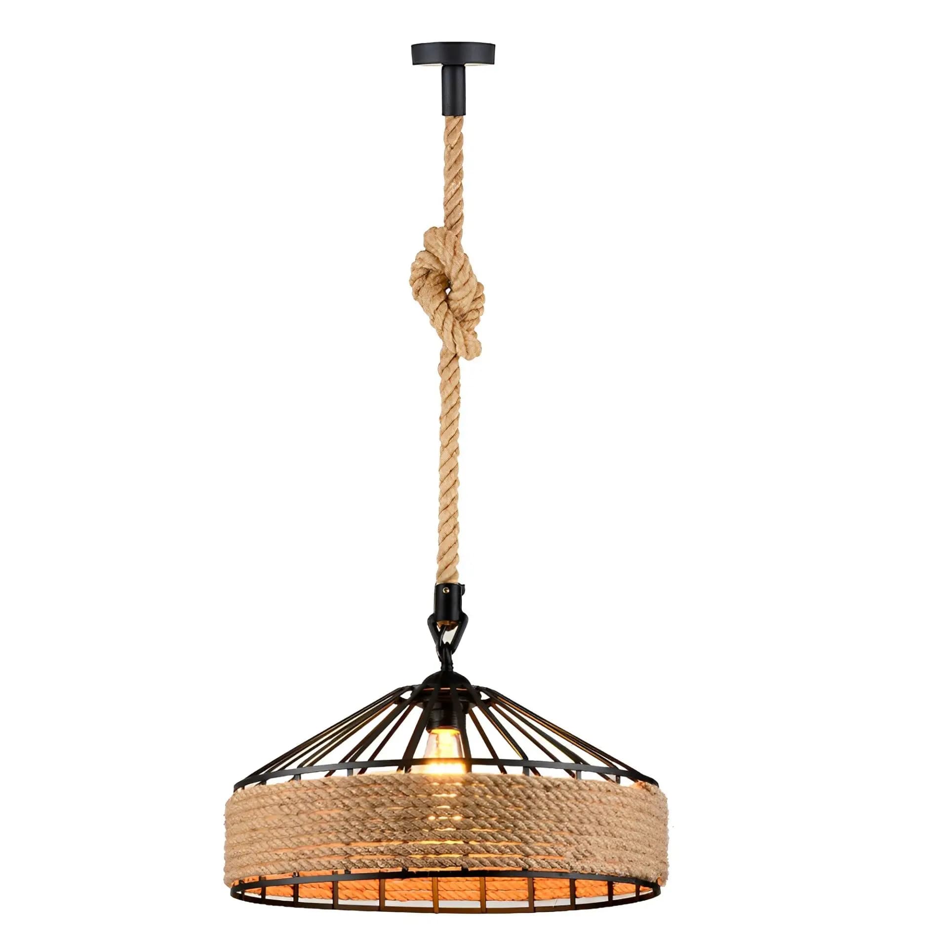 Vintage Industrial Hemp Rope Pendant Light CP143