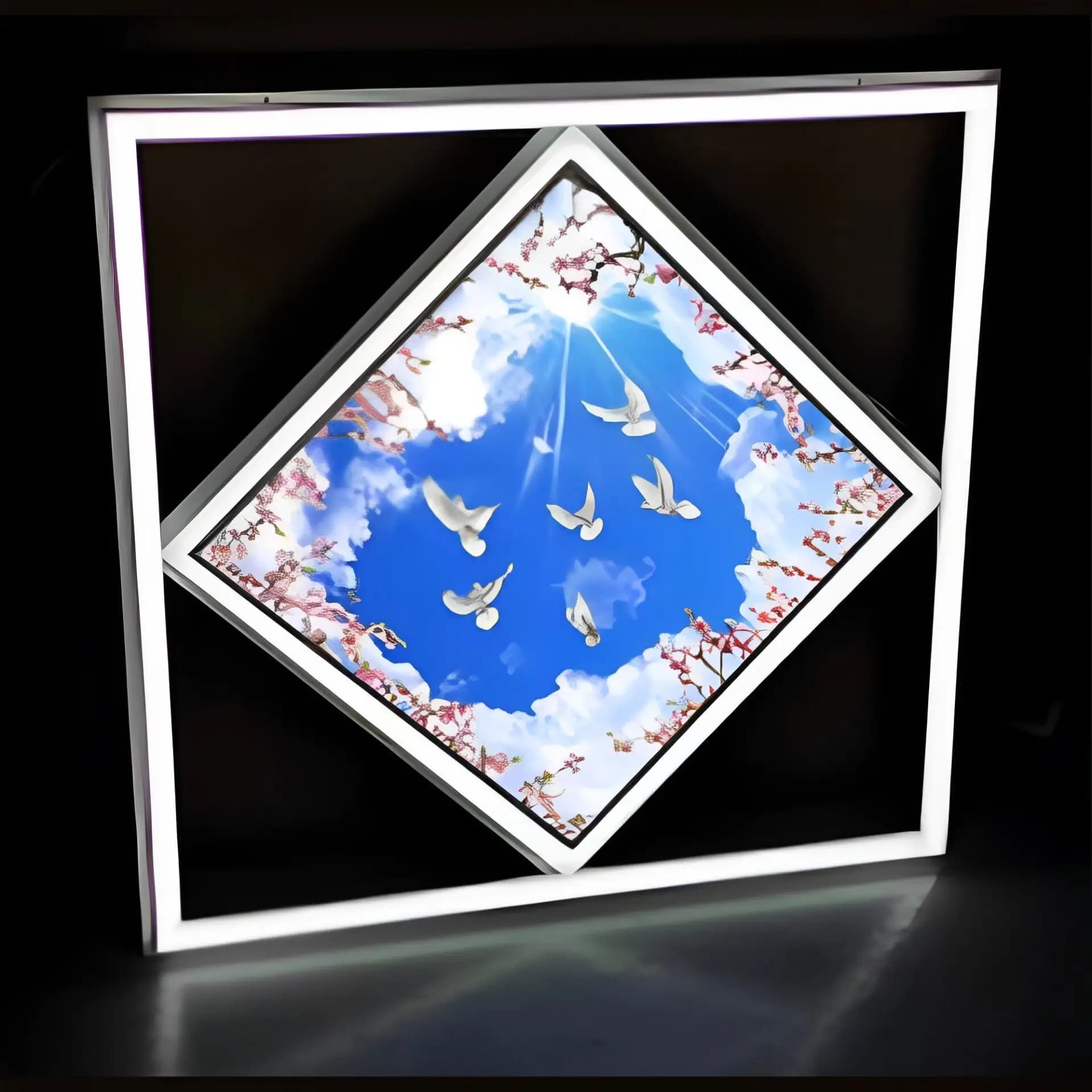 Diamond Shape Bird &amp; Sky LED Panel Light - 600mm X 600mm