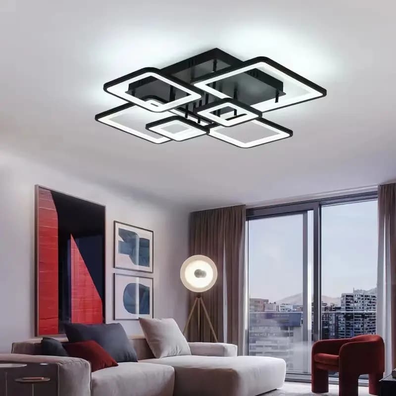 Modern Squared LED Black Flush Ceiling Light - CP153
