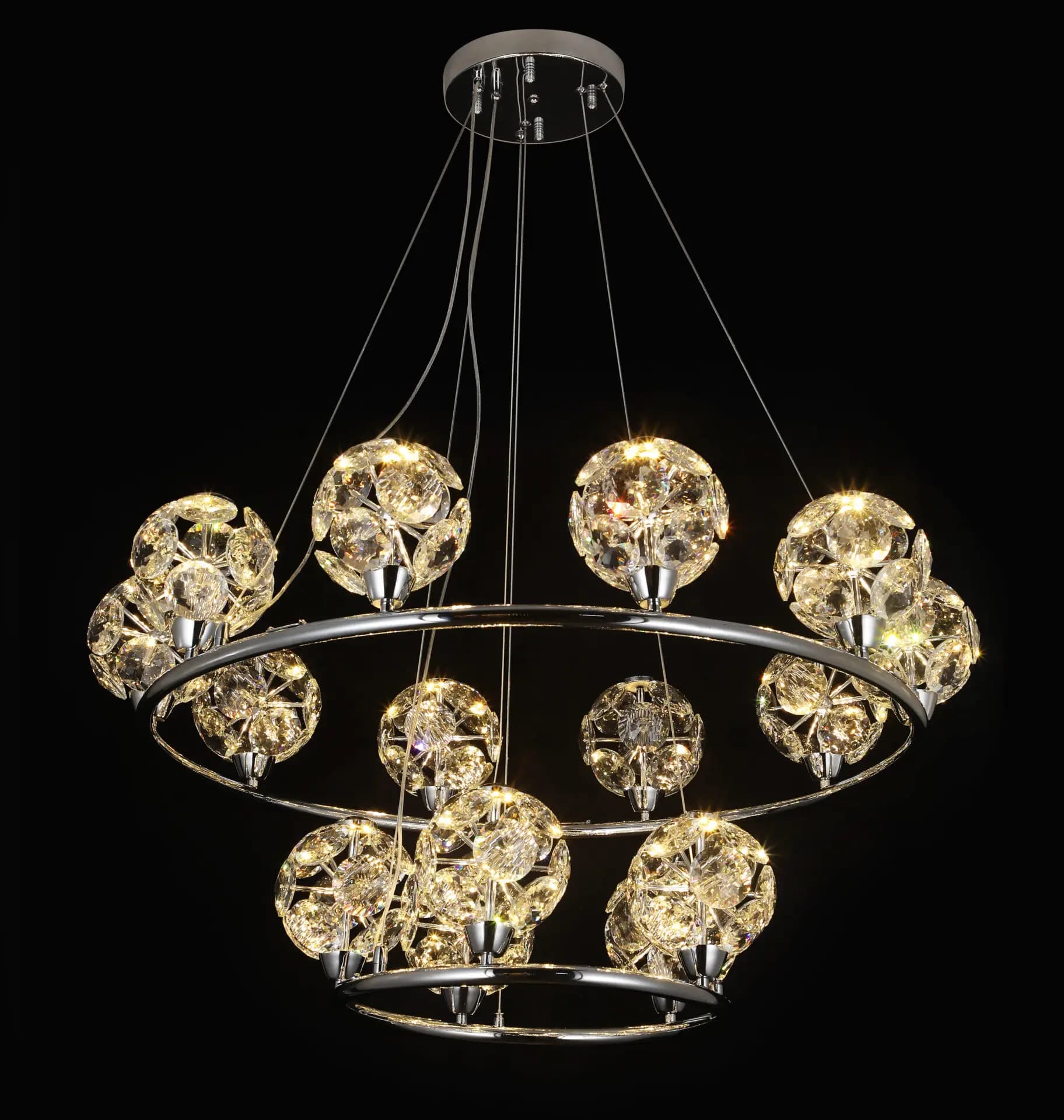 Modern Hanging Crystal Chrome Chandelier - CH262/15C- 800