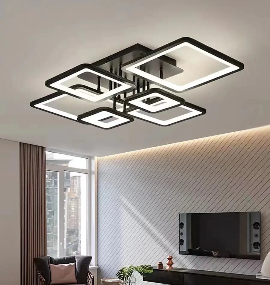 Modern Squared LED Black Flush Ceiling Light - CP153