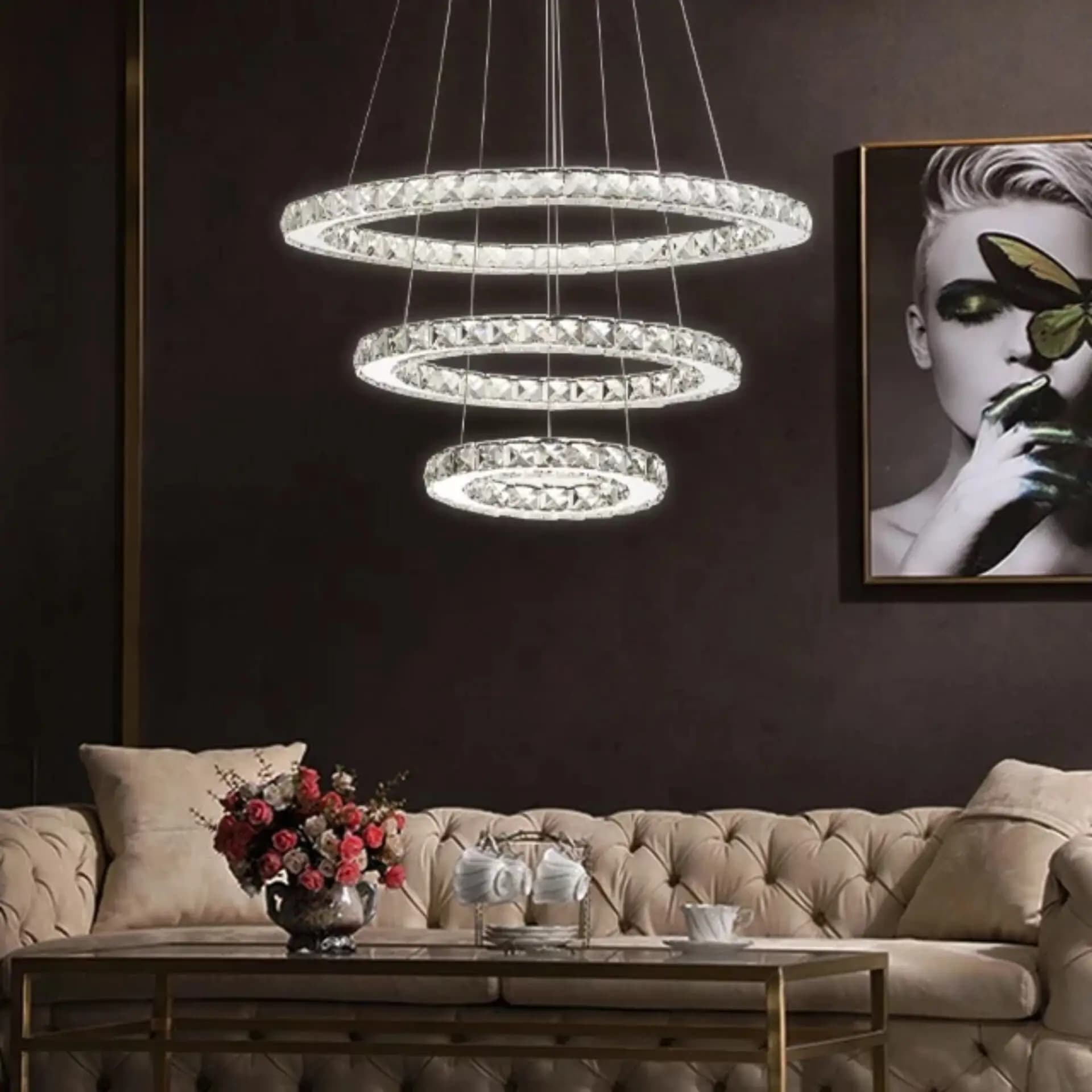 Enchanting Crystal Spiral Ring Chandelier - CH12/3F