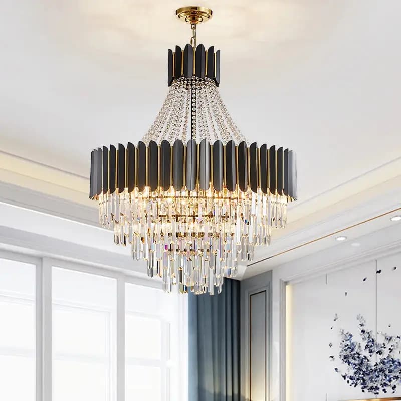 Tiered Crystal Black &Gold Chandelier - CH249/23