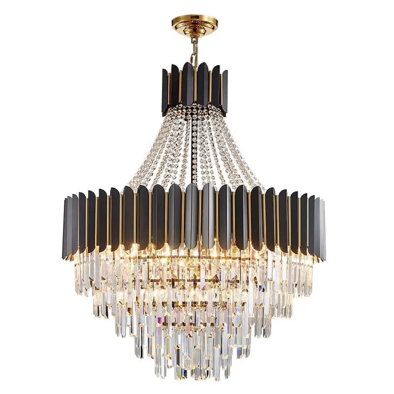 Tiered Crystal Black &Gold Chandelier - CH249/23