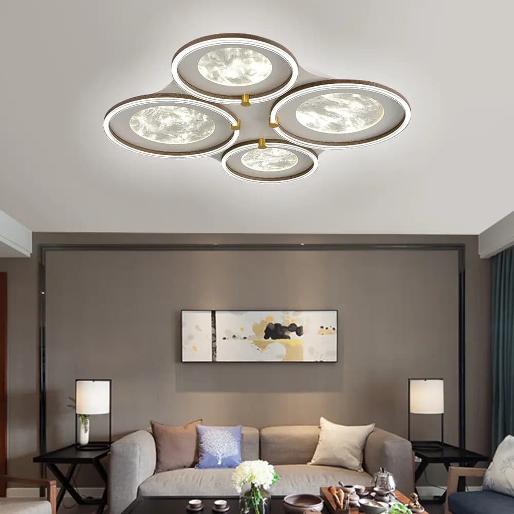 Quadra Modern Moon Round Flush Ceiling Light CP170