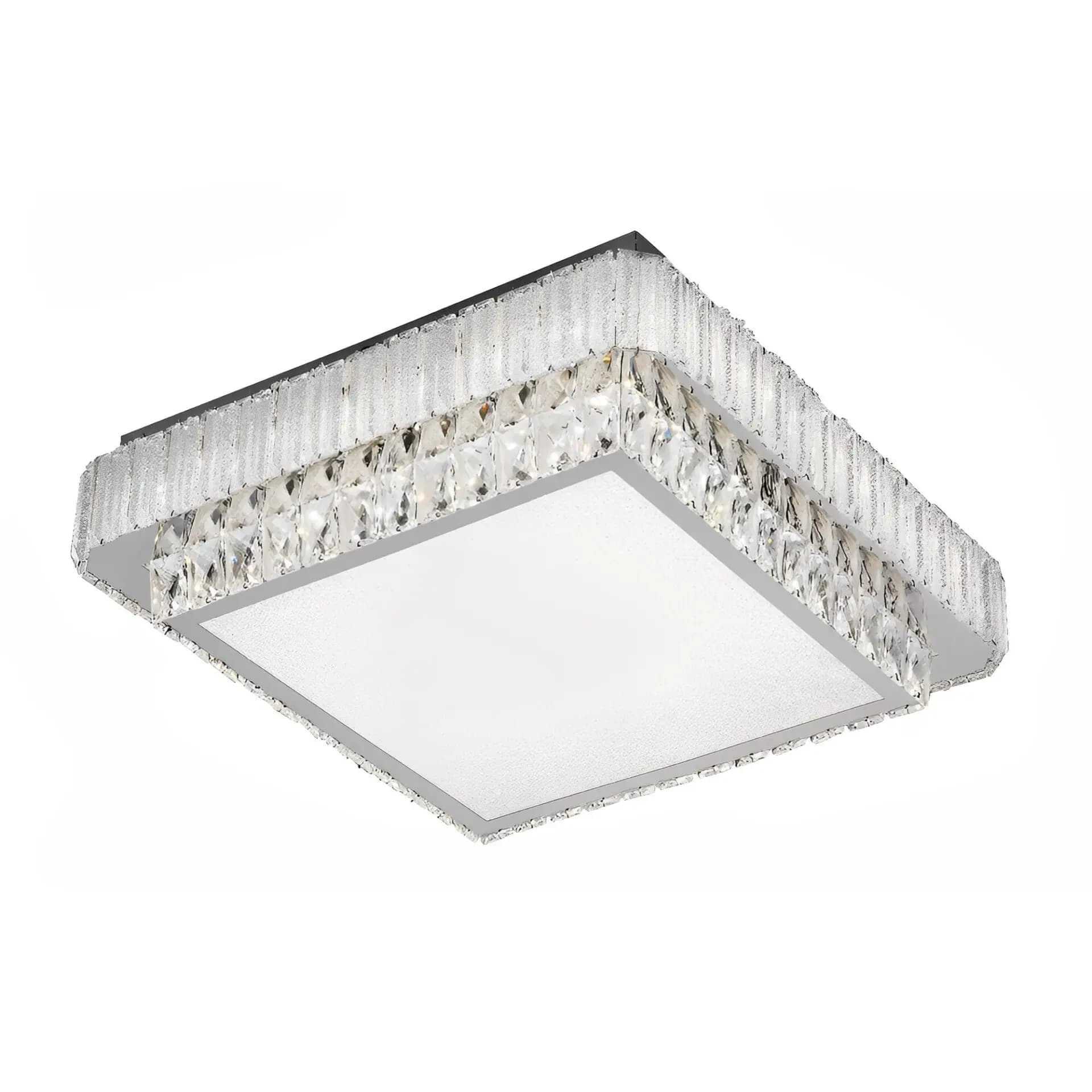 Two-Layer Square Chrome Crystal Flush Chandelier CH15-500C
