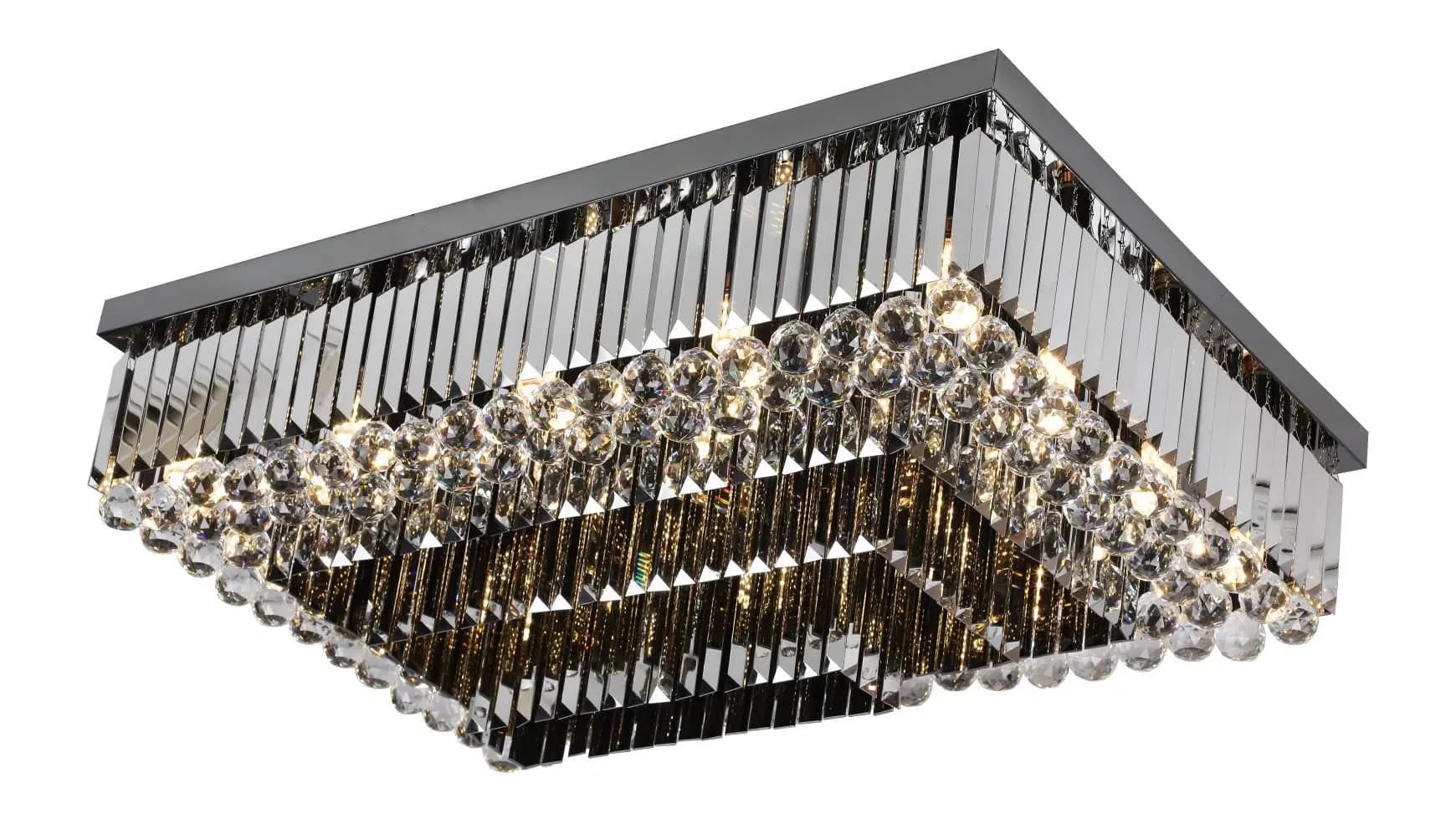 Rectangle Black Crystal Flush Ceiling Chandelier CH38/28B