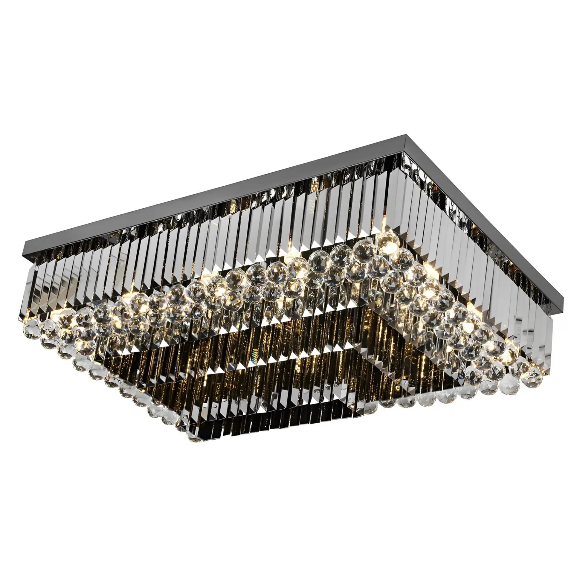 Rectangle Black Crystal Flush Ceiling Chandelier CH38/28B