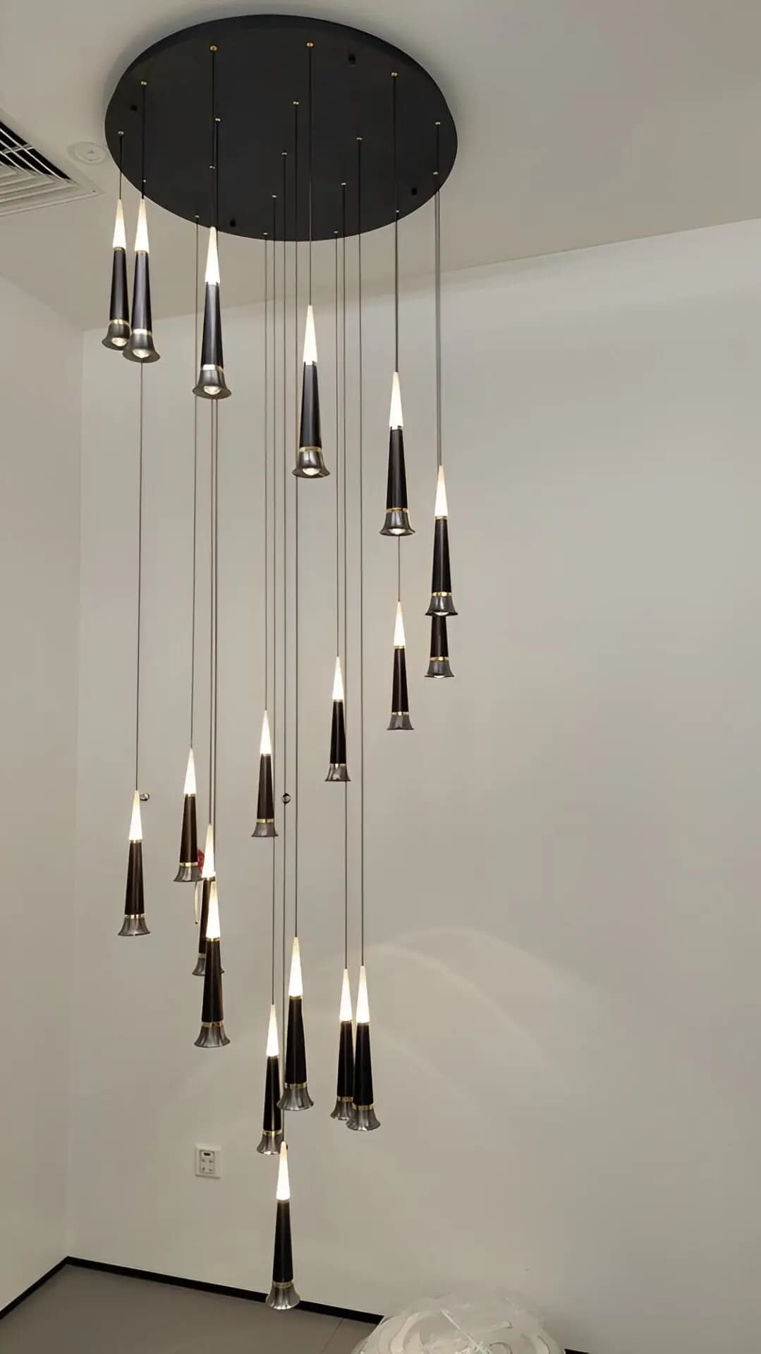 Modern Spiral Black Torch Pendant Chandelier CP194