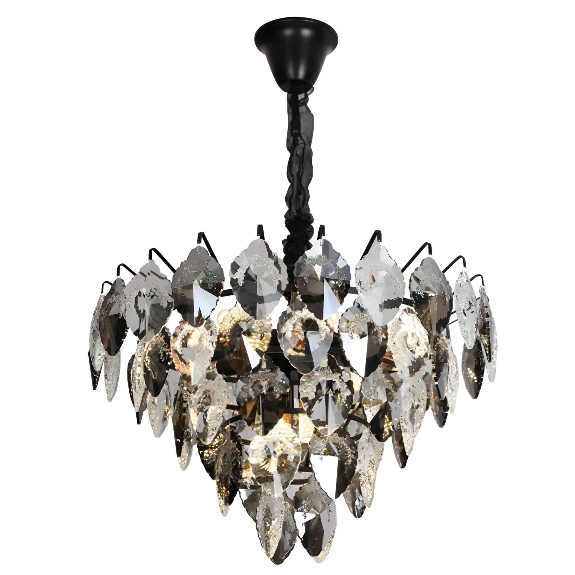 Black Crystal Leaf Chandelier CH39/12B-600