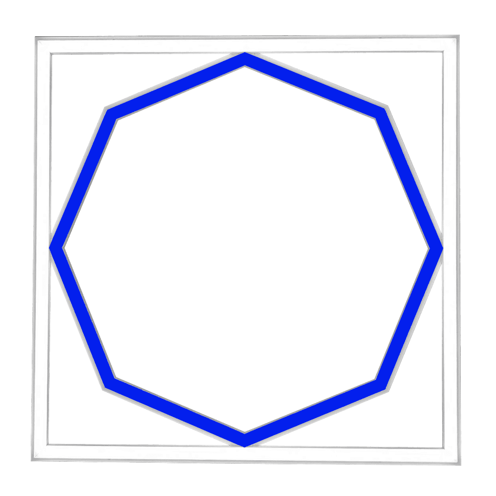 Ultra Bright Octagon Shape LED Ceiling Panel Light – Blue + Coolwhite 600 x 600mm