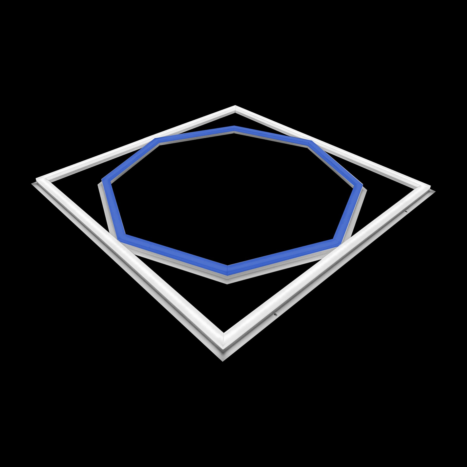Ultra Bright Octagon Shape LED Ceiling Panel Light – Blue + Coolwhite 600 x 600mm