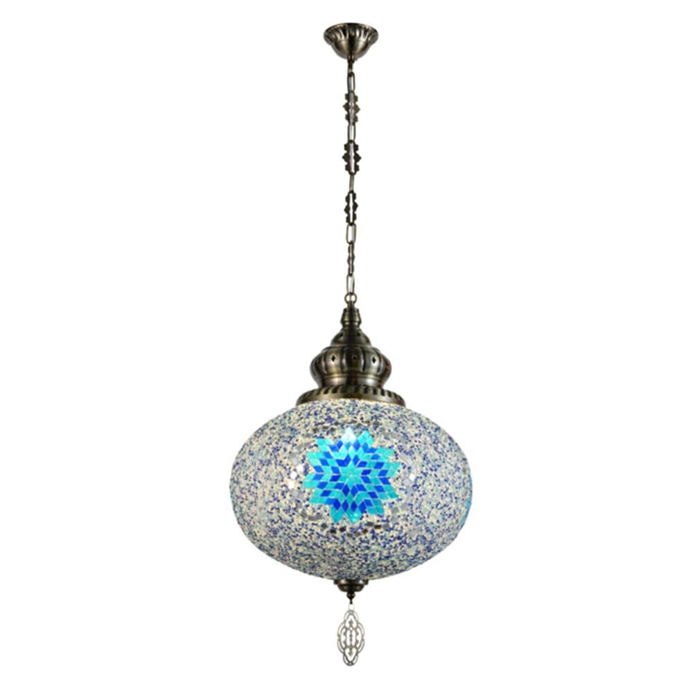 Turkish Moroccan Blue Multicoloured Mosaic Pendant Light TUR006-A