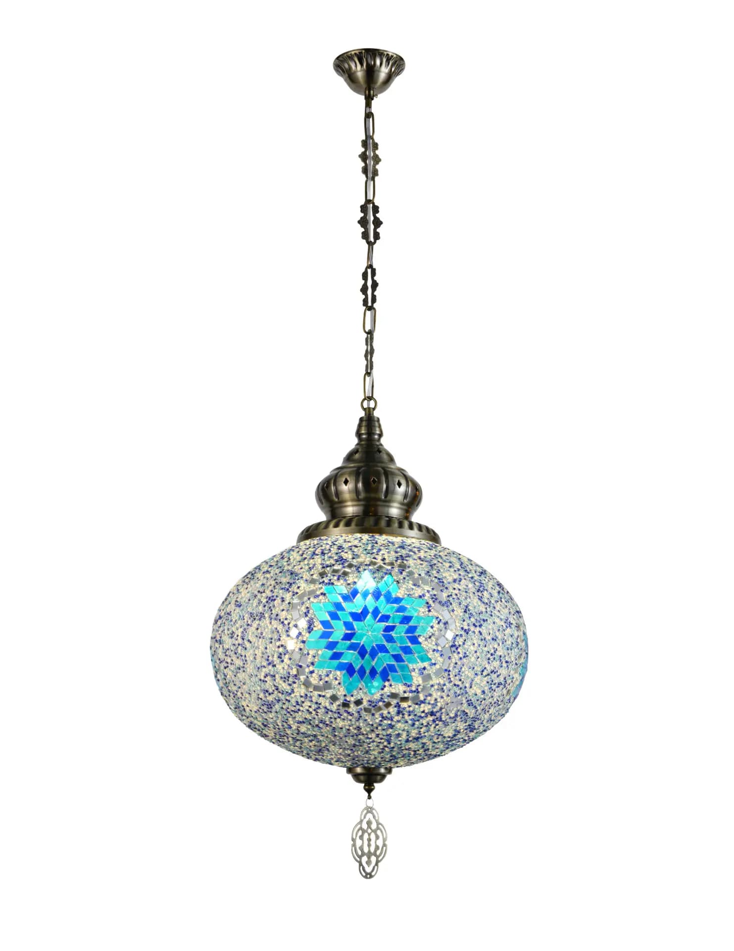 Turkish Moroccan Blue Multicoloured Mosaic Pendant Light TUR006-A