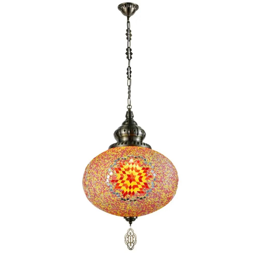Turkish Moroccan Red &amp; Yellow Star Mosaic Pendant Light TUR006-D