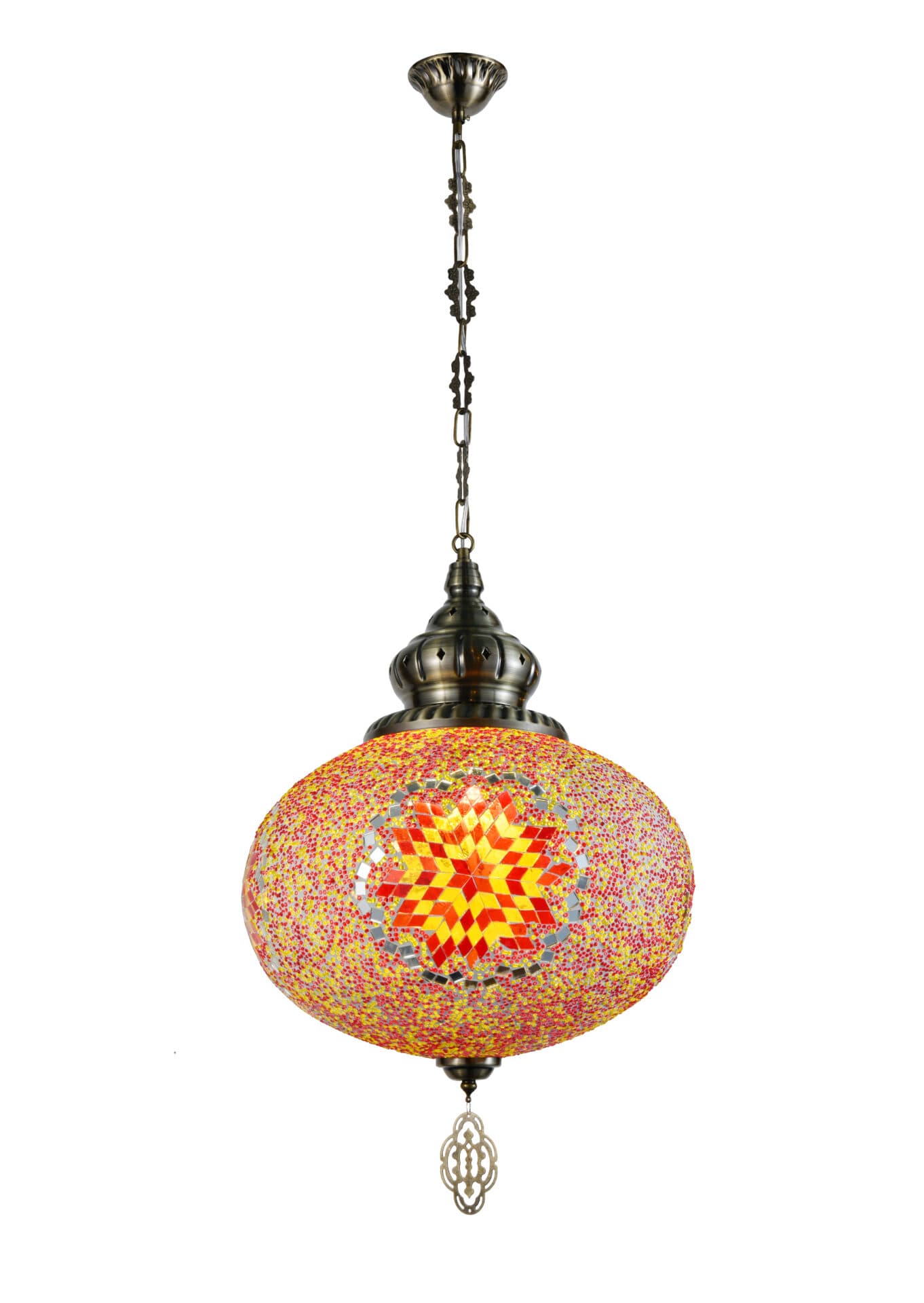 Turkish Moroccan Red &amp; Yellow Star Mosaic Pendant Light TUR006-D