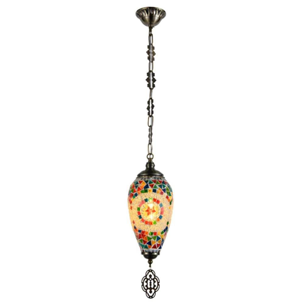 Turkish Moroccan Multicolour Mosaic Tear Drop Pendant Light TUR007-C