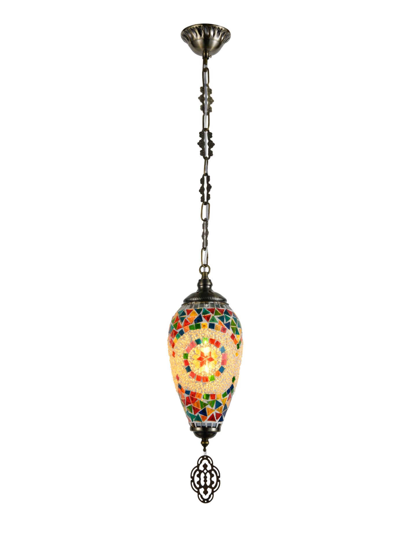 Turkish Moroccan Multicolour Mosaic Tear Drop Pendant Light TUR007-C