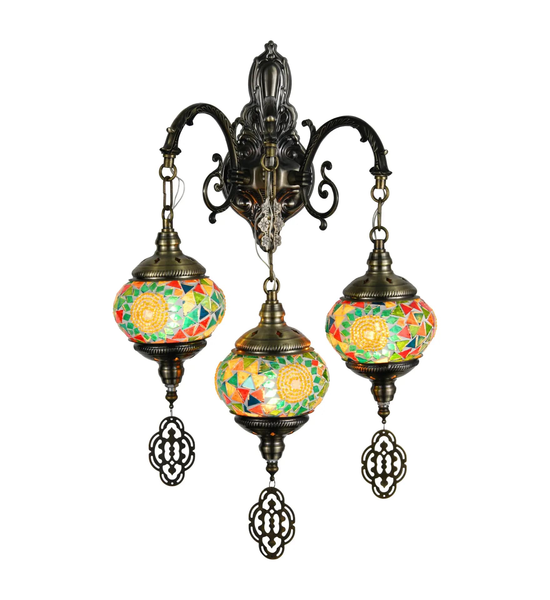 Turkish Moroccan Mosaic 3 Hanging Pendant Wall Light TUR011