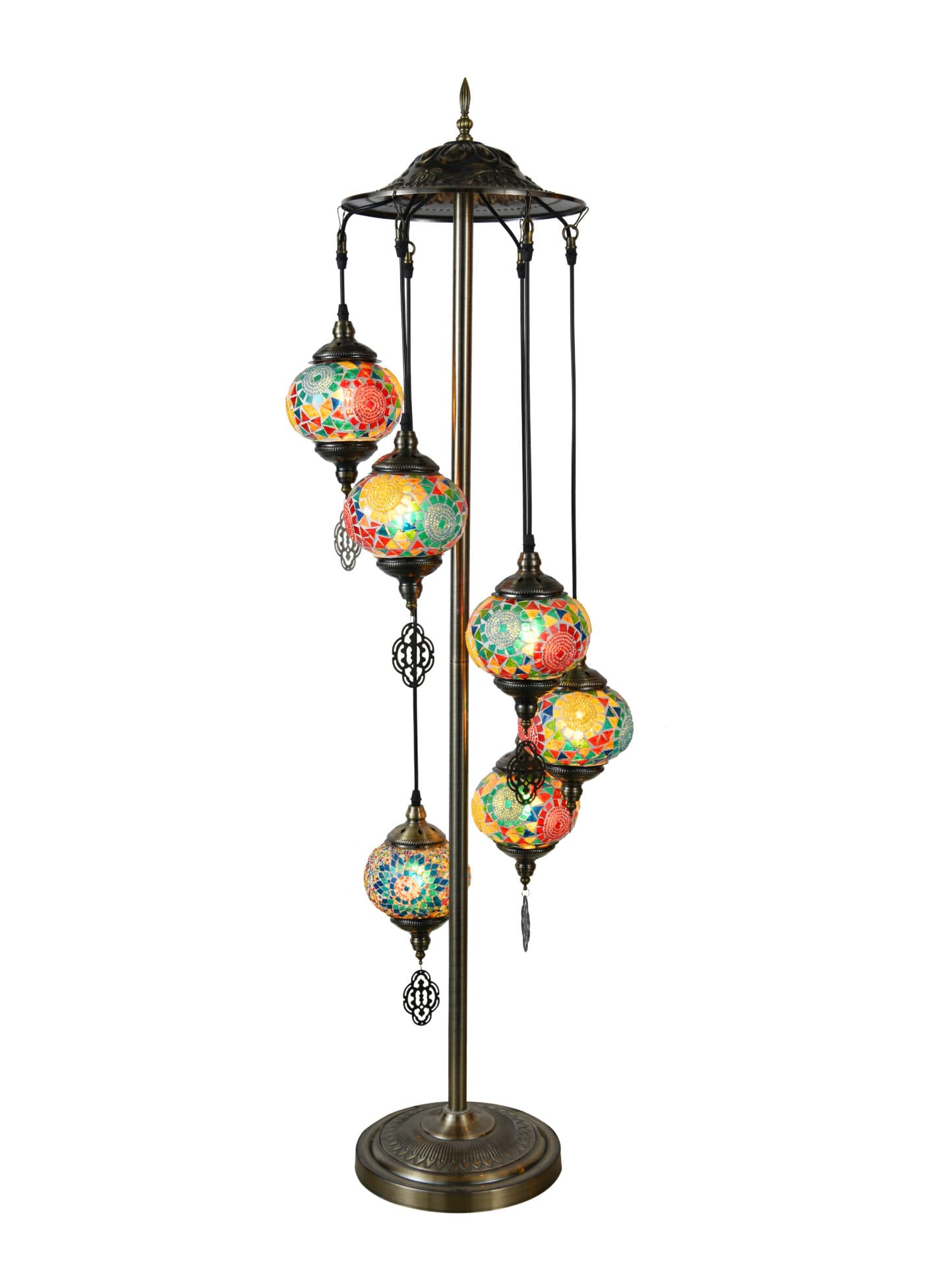 Turkish Moroccan Mosaic 6 Pendant Light Spiral Floor Lamp TUR013