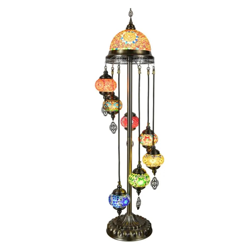 Turkish Moroccan Mosaic Dome 7 Pendant Light Spiral Floor Lamp TUR014