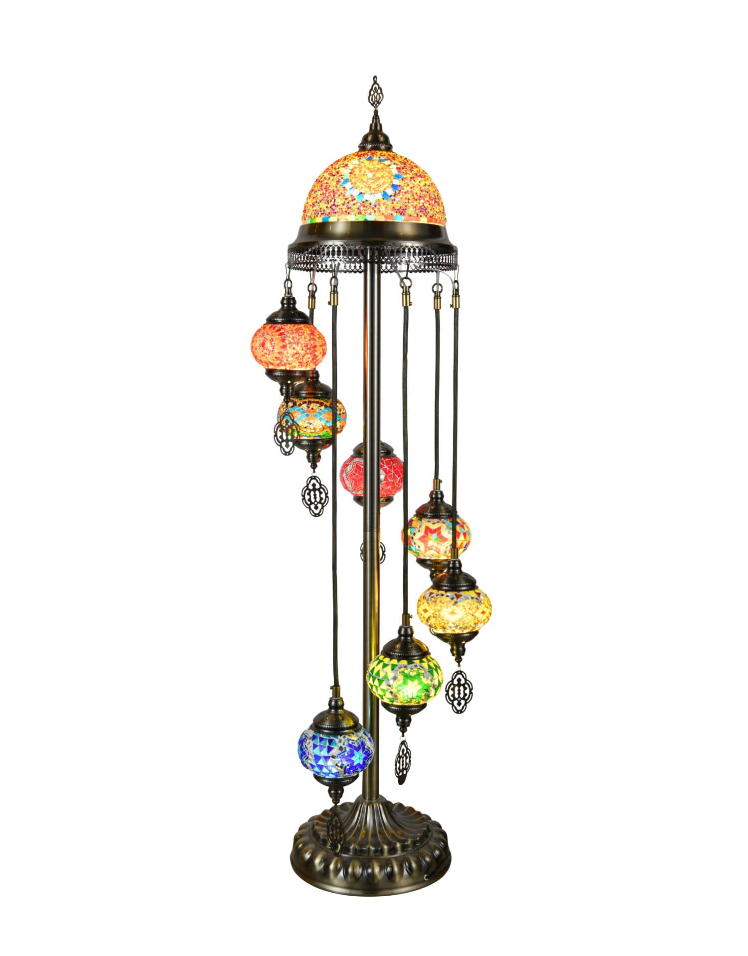 Turkish Moroccan Mosaic Dome 7 Pendant Light Spiral Floor Lamp TUR014