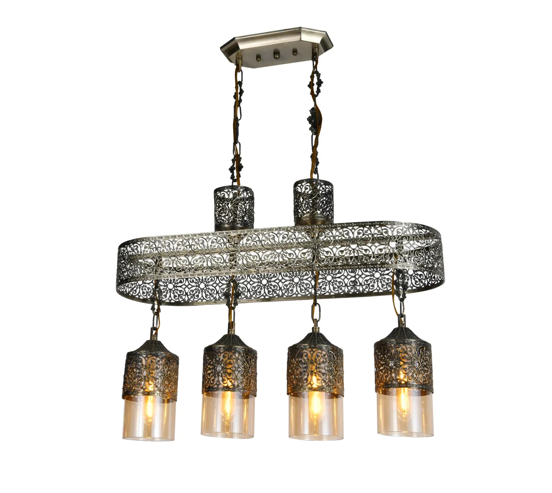 Turkish Moroccan 4 Pendant Light Bronze Dining Chandelier TUR016
