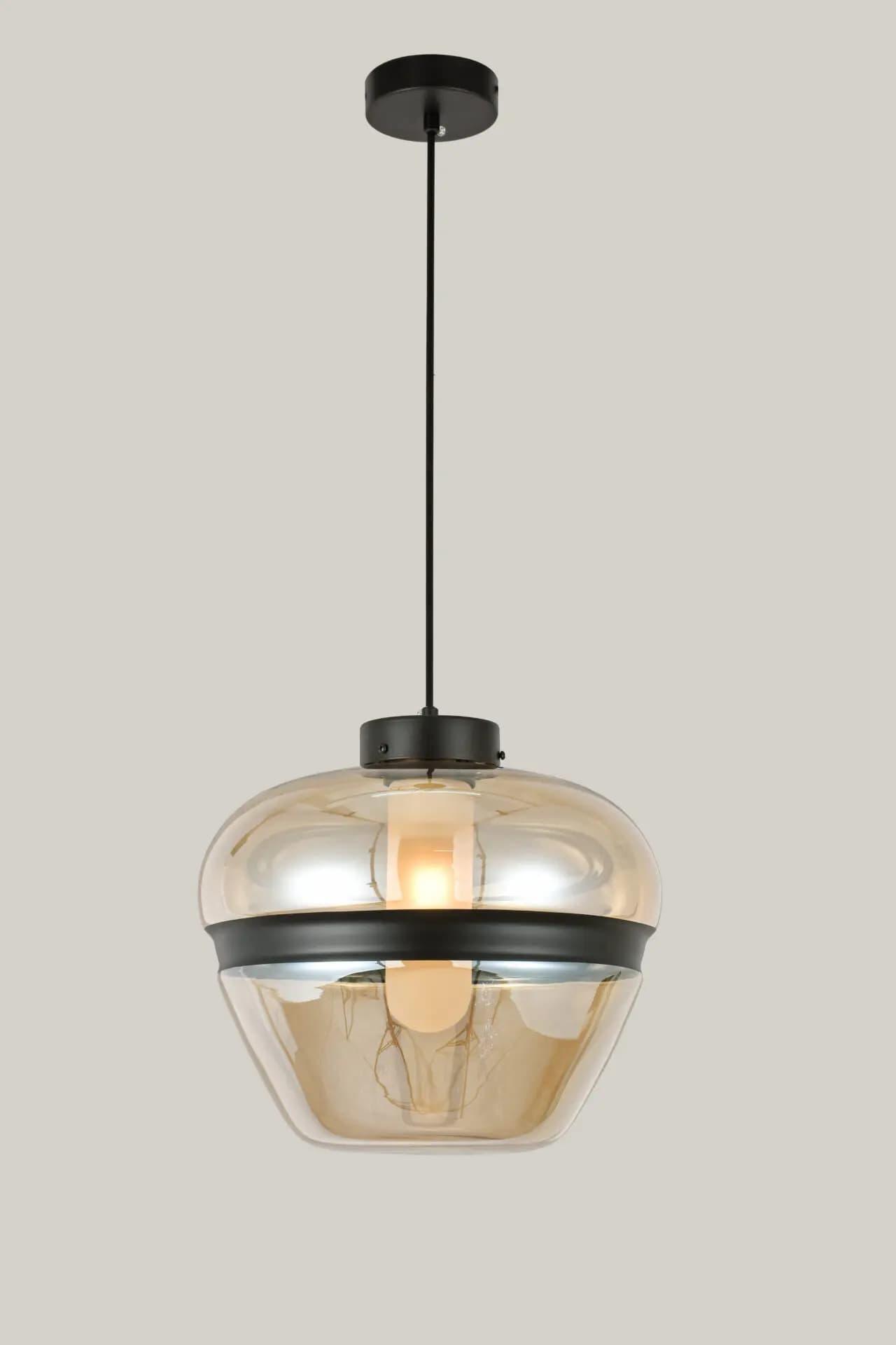 Black Striped Amber Glass Dome Pendant Light CP208
