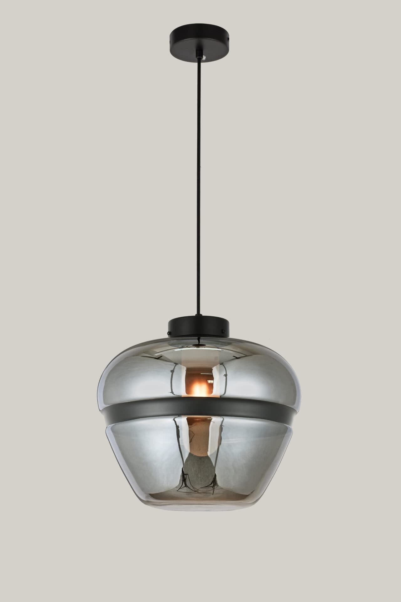 Black Striped Smoke Glass Dome Pendant Light CP209