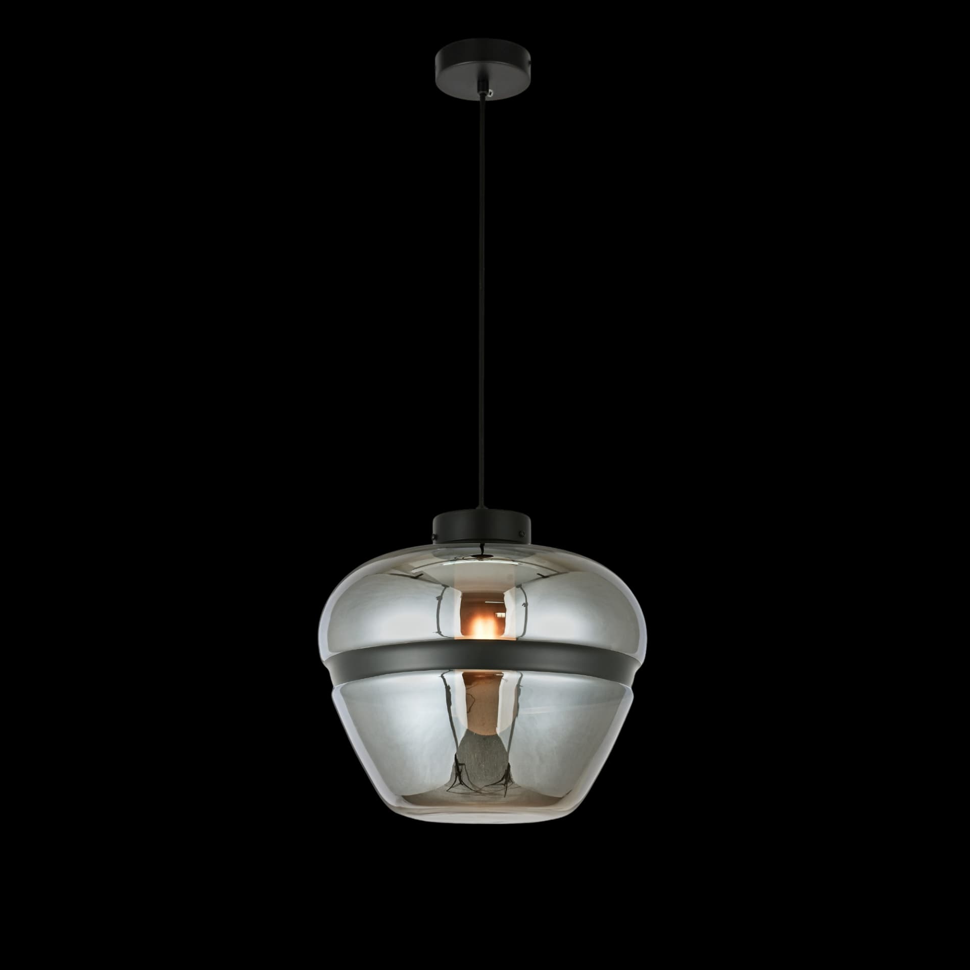 Black Striped Smoke Glass Dome Pendant Light CP209