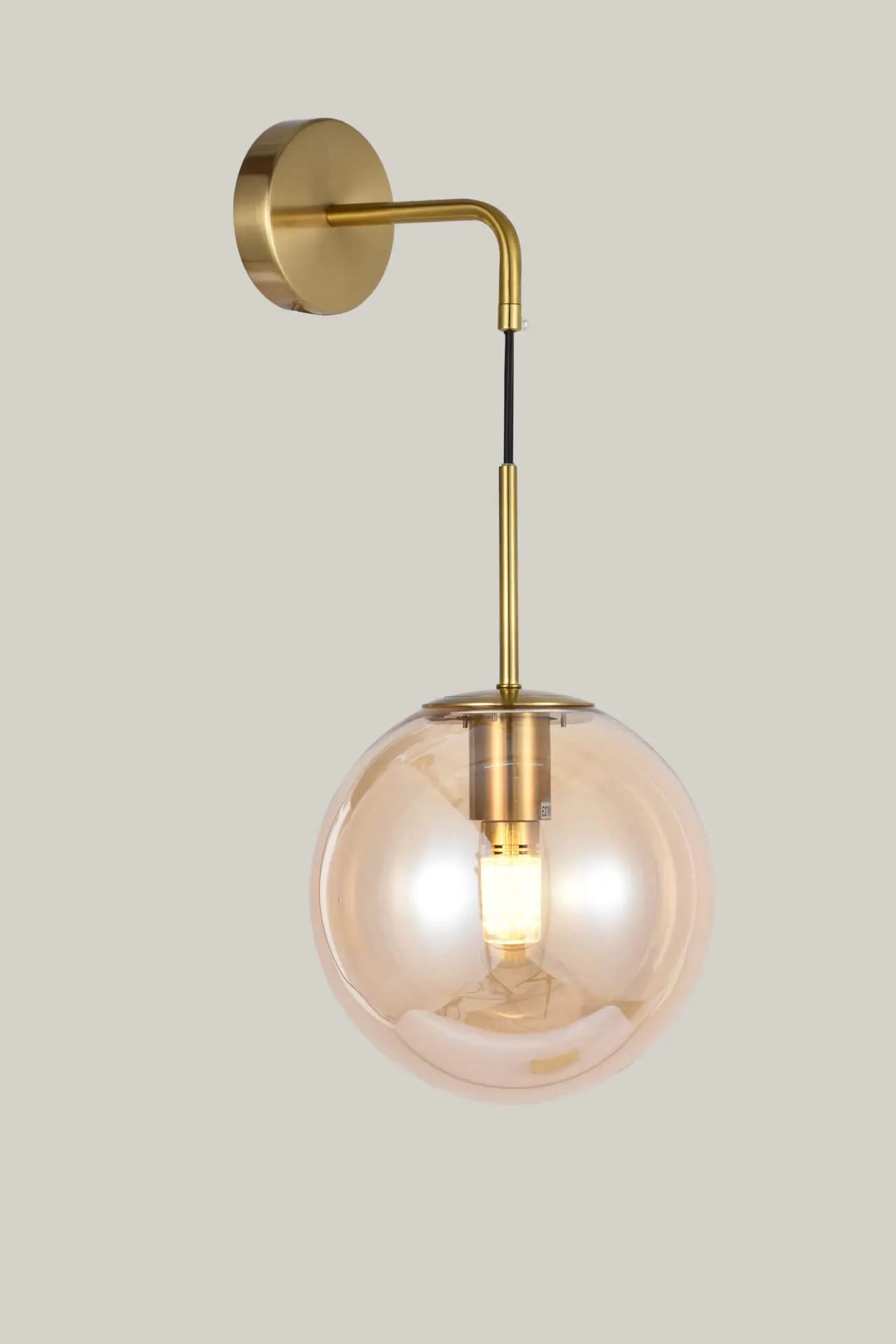 Brass Gold Hanging Amber Glass Shade Wall Light CP211