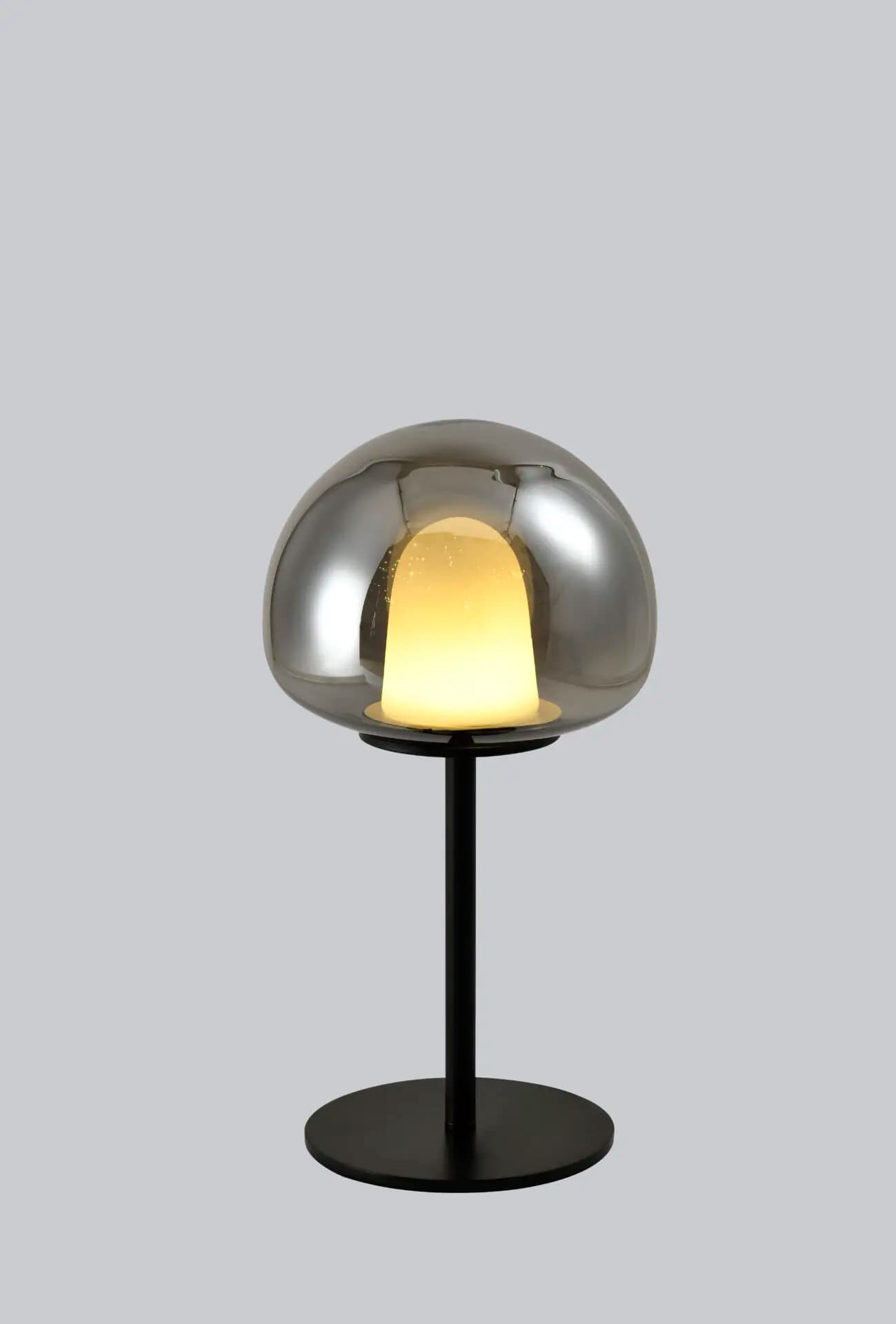 Nova Smoky Dome Glass Black Table Lamp CP217