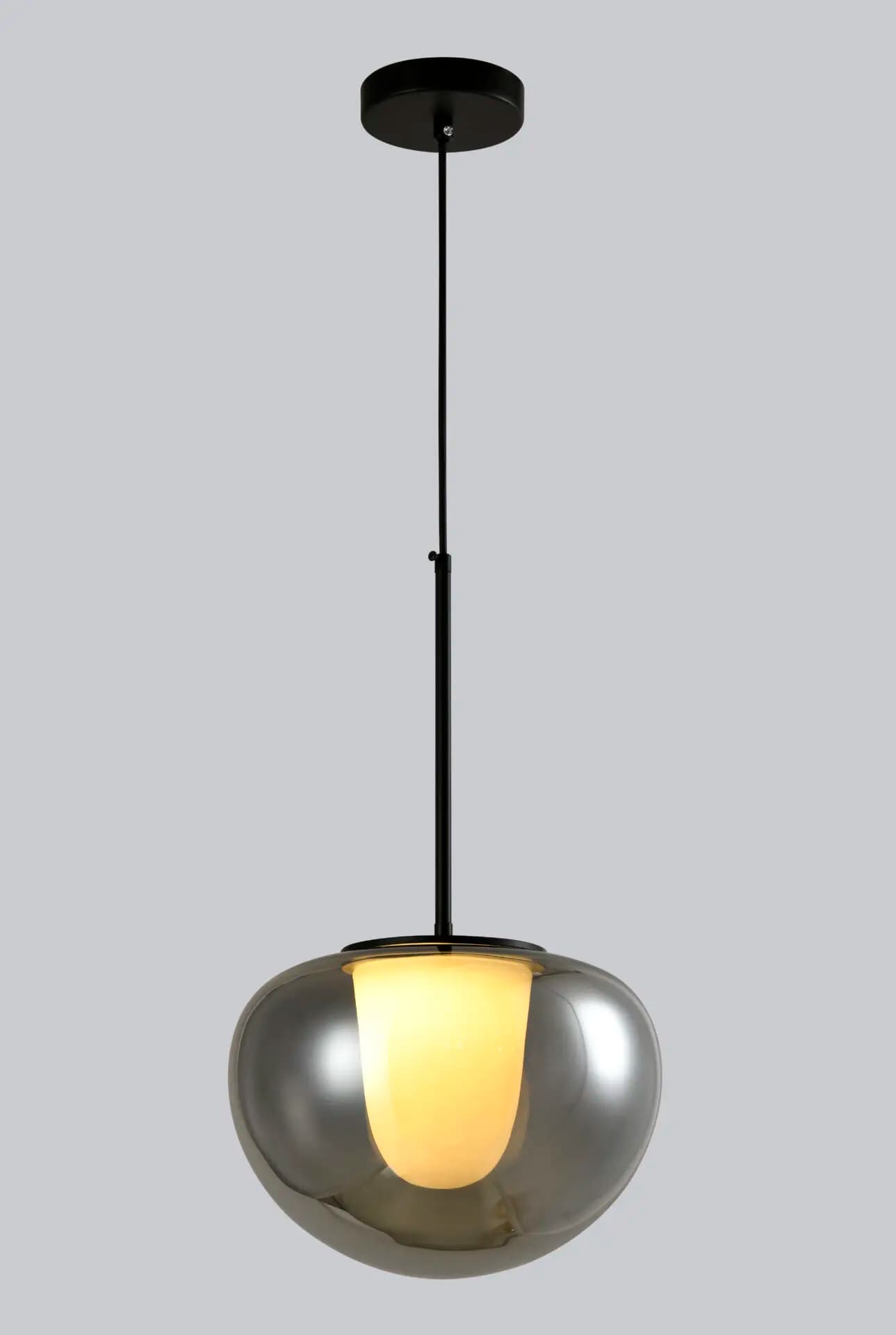 Nova Smoky Dome Glass Black Pendant Lamp CP218