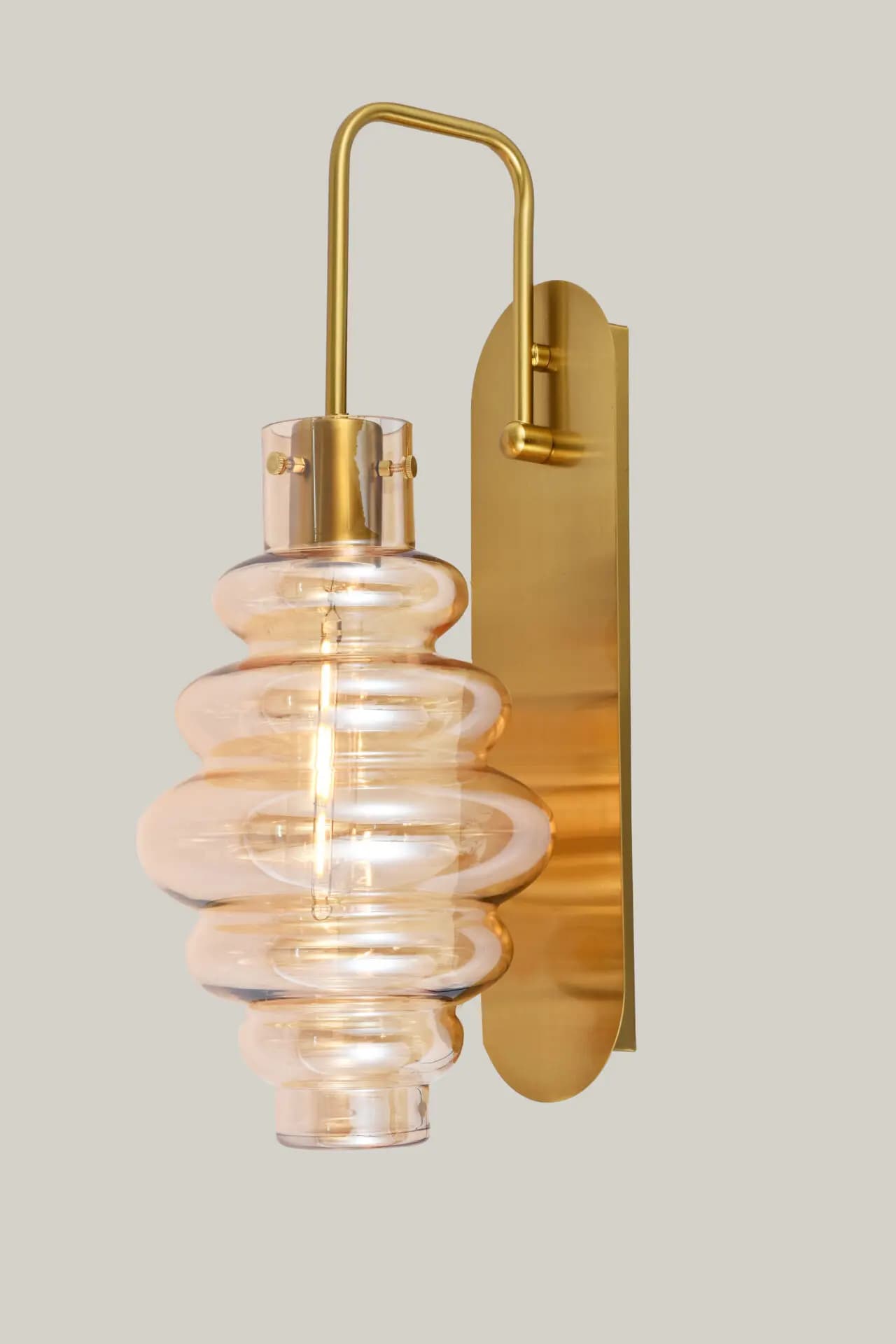 Beehive Amber Glass Filament Brass Gold Wall Lamp CP219